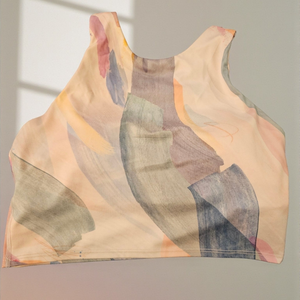 Athleta Watercolor Abstract Fitness Top